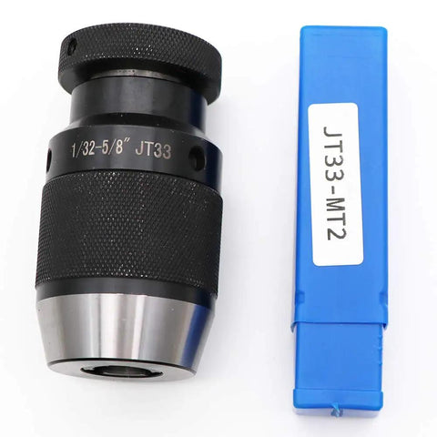 Heavy Duty Drill Press Chuck Kit With JT33 Mount And MT2 JT33 Arbor, Keyless Design, High Precision CNC Machined Steel