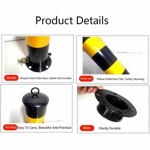 Built Like A Tank Heavy Duty Powder Coated Safety Bollard Post With Bright Reflective Markers For Daily Solid Parking Barrier Setup And Smooth Roadway Channelizing
