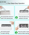 All In One Ultrasonic Glasses And Jewelry Cleaner 640ML 48KHz powerful sonic cleaning machine operation steps