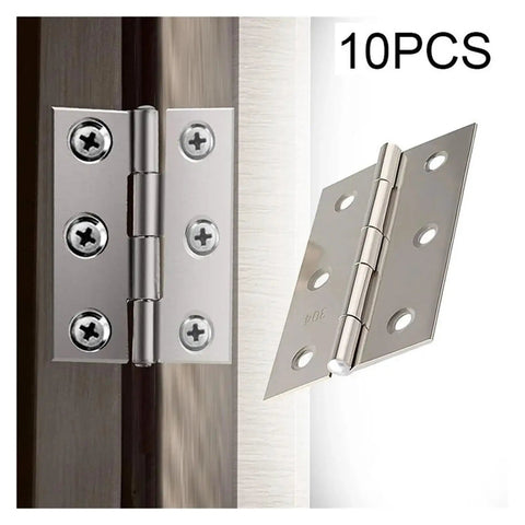Stainless Steel Ball Bearing Concealed Door Hinges Set, 10 Pieces, Internal Butt Hinge, mounted on wood, showing hinge detail