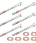 Lower Fuel Injector Nozzle Seal Copper And Bolt Washer Kit for Dodge Sprinter Diesel showing bolts and copper washers