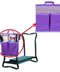 Foldable Garden Kneeler And Tool Tote Portable Seat And Storage Bag With Multiple Pockets Hanging Organizer For Tools Gardening Stool Durable 600D Oxford Cloth Purple
