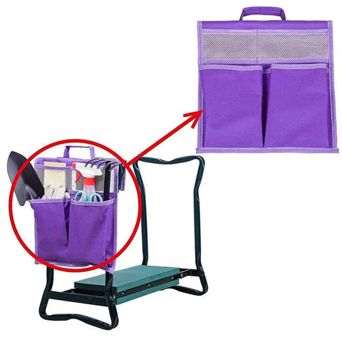 Foldable Garden Kneeler And Tool Tote Portable Seat And Storage Bag With Multiple Pockets Hanging Organizer For Tools Gardening Stool Durable 600D Oxford Cloth Purple