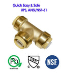Three Quarter Inch Pex Tee Push Fit Plumbing Fitting Brass Push To Connect 12 Pack For PEX Copper CPVC And PERT Pipes Quick Easy Install