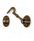 2.75 Inch Solid Brass Cabin Hook Latch With Vintage Antique Finish for windows, cabinets, barn doors, and small shutters.