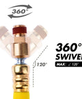 Top Shelf Heavy Duty Air Compressor Hose 30 Feet Long 1/4 Inch Diameter 300 Psi Max with 360° brass swivel fitting.