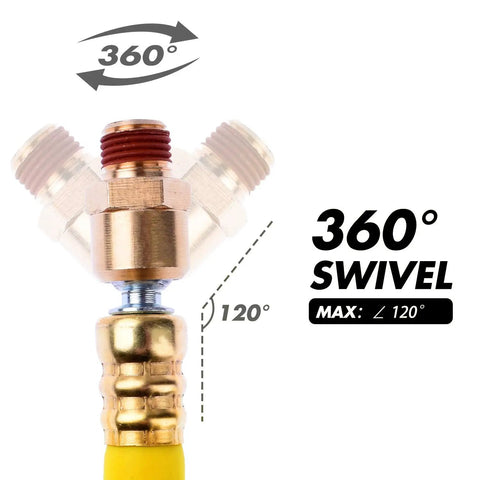 Top Shelf Heavy Duty Air Compressor Hose 30 Feet Long 1/4 Inch Diameter 300 Psi Max with 360° brass swivel fitting.