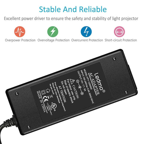 12V 5A LED Power Supply For LED Strip Lights, AC To DC Adapter, 60W Max, US Plug with safety protection features