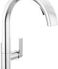 Keele Chrome Kitchen Faucet With Pull Down Sprayer, Modern Single Hole Sink Faucet, Single Handle Design, chrome arc and handle detail