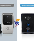 Comparison of other wired monitor vs Wireless Video Doorbell Intercom Kit With 7-Inch Touch Monitor, HD Camera Doorphone, No WiFi Needed