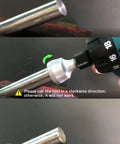 ORXPLUS external deburring chamfer tool with tungsten blade mounted on a stainless steel rod; silver body and dial.
