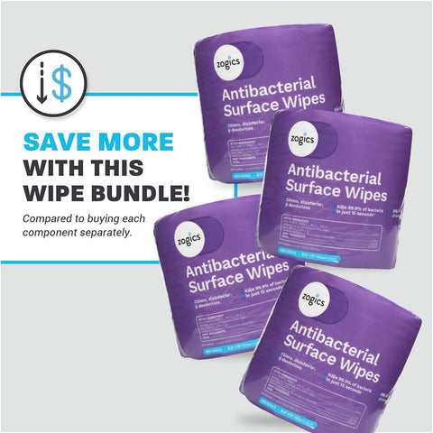 Bundle of EPA Registered Antibacterial Wipes For Surfaces And Equipment That Kill 99.9 Percent Of Germs In 15 Seconds, 3,200 Count