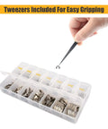 E Clips Assortment Kit Pro Grade 425Pcs 304 Stainless Steel Snap Rings With Retaining Rings, tweezers picking ring