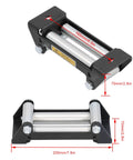 Heavy Duty Winch Roller Fairlead 165mm 6.5in Universal Cable Guide for ATV UTV Side by Side, steel roller fairlead shown with dimensions