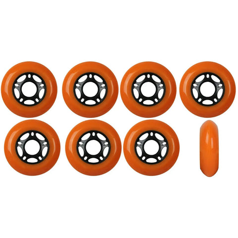 Eight Pack Inline Skate Wheels 80mm 89A Orange Outdoor Replacement Part For Rollerblade And Hockey Skates Durable Non OEM Yet OEM Compatible