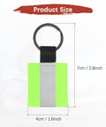Four Pack Fluorescent Green Reflective Safety Pendants, 7x4 cm, keychain, polyester, boosts visibility on bags and leashes