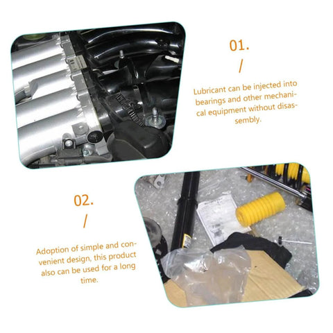 Grease Fitting Kit With Straight Nozzles Nickel Coated Zerk Fittings Assortment For Bearings And Components in use
