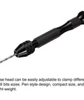 37 Piece Hand Drill Set With Micro PCB Bits 0.1mm To 1.0mm And Mini Twist Bits 0.5mm To 3.0mm, showing pin vise detail