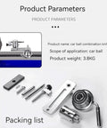 Heavy Duty Woodworking Lathe Tool With Multi Functional Spherical Holder And Ball Turning Cutter For DIY Projects Plus Workshop Setup 12 To 20 Inch Rail Widths And Quick Centering System components including a car ball combination knife and packing list.