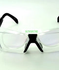 Kickass Double Layer Safety Glasses For CO2 Carbon Dioxide Laser Work with clear lenses and black frame for shop use.