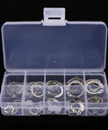 100Pcs Stainless Steel External Retaining Ring Kit 304C Rustproof Heavy Duty Spring Fasteners With 10 Sizes Portable Storage Box For Mechanical Industry Projects And Assemblies open storage box with assorted 304 stainless external retaining rings