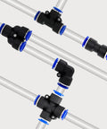 50 Piece Push To Connect Fittings Kit For Six Millimeter Or One Quarter Inch Air Hose Quick Connectors with Y Tee Elbow Straight fittings