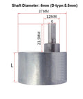 Rock Solid 37Mm Worm Gear Motor Speed Reducer with high efficiency metal gearbox dimensions showing 6mm shaft and 37mm size.