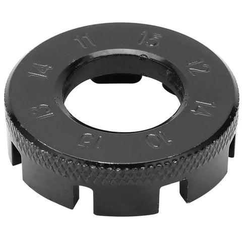 8 Way Bike Spoke Wrench Nipple Key in Molybdenum Steel for Wheel Truing and Rim Deformation Repair, top view of tool