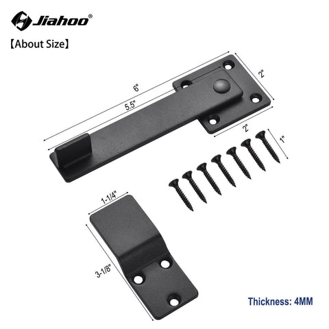 6 Inch Barn Door Flip Latch For Fence And Shed Gates Heavy Duty Solid Metal Iron Hardware In Matte Black with installation screws