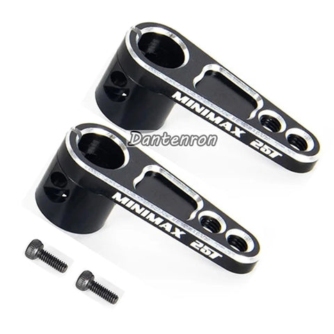 2 Pack 25T Servo Horn Aluminum Steering Arm Replacement For Futaba Savox Power HD Servos, CNC machined, black and silver.