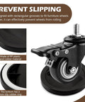 Set Of Four No Slip Furniture Wheel Caster Cups Floor Protectors For Hardwood Floors Prevent Sliding Rubber Bed Frame Stoppers Black Durable Anti Slip Floor Saver showing wheel and rubber base