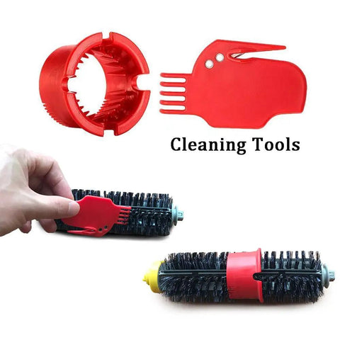 Cleaning tools for Replacement Parts Kit for Roomba 600 Series Vacuum Cleaners with bristle and beater brush in use