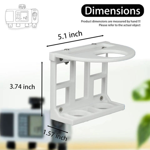 Simple No-Fuss 4-Port Smart Hose Timer Wall Mount Kit For B-Hyve XD Holder dimensions on white background