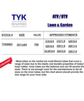 Chart showing fitments for Pair Of Heavy Duty ATV Tire Inner Tubes 22x12-8 21x10-8 22x10-8 With TR6 Metal Valve Stems