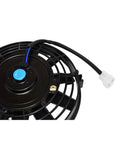 Top view of Universal 8 Inch Radiator Cooling Fan With Reversible Blades, featuring electrical connector for easy installation.
