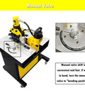 3 In 1 Hydraulic Busbar Cutter Bender Puncher Machine showing manual valve adjustment for bending.