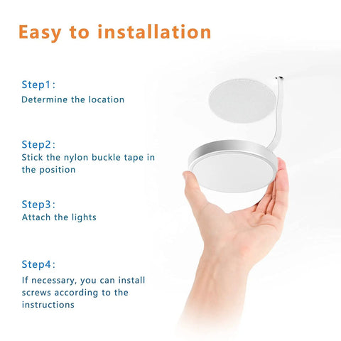 Under Cabinet Lighting Kit With RGB Puck Lights And Remote Color Changing 12V Plug In LED Kit installation steps and puck light