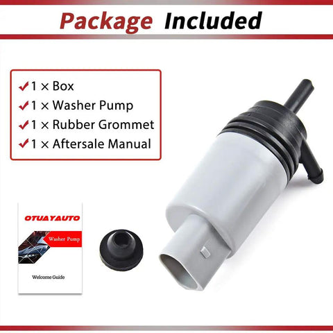 Heavy Duty Windshield Washer Pump Fits Bmw E90 E60 525i 328i 325xi M3 M5 M6 With Grommet OEM parts box, washer pump, rubber grommet, manual.