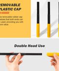 Three Piece Thread Repair Files Kit With Safety Caps For SAE And Metric Threads, All Purpose Thread Restorer Set For Screws Bolts And Plumbing, Covers UNF 9 32, UNC 11 24, And 0.75 To 3.00 Millimeter Metric Sizes, Durable Metal Construction, showing removable plastic caps.