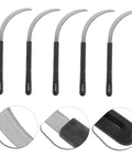 5 Piece Non Slip Grip Multi Function Mowing Sickle Set Rustproof Black Handheld Garden Tools For Weeding Harvesting And Agriculture Durable And Easy To Use