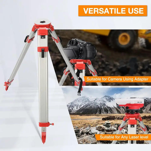 Beefy Aluminum Surveying Tripod With Five Eighth Inch 11 Threaded Flat Head Quick Clamp for cameras and laser levels