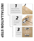 Installation steps for Hidden Hinge For Frameless Cabinets Surface Mount Concealed Door Hinge with plated finish image.
