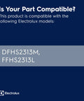 Compatible models listing for 241739710 Temperature Control Board For Refrigerators Replacement Module, showing Electrolux DFHS2313M, FFHS2313L.