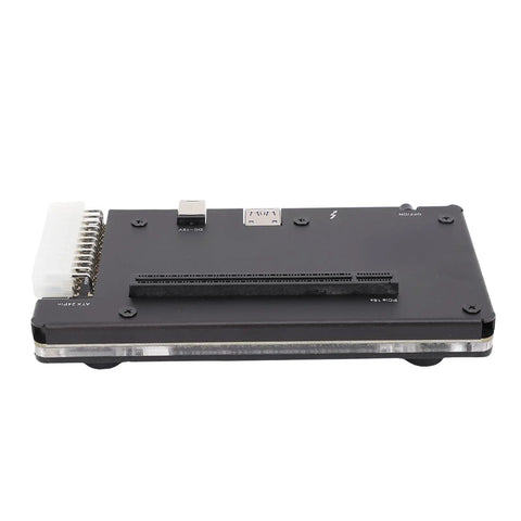 Turn Your Laptop Into A Straight Up Gaming Powerhouse With This USB4 eGPU Dock Universal External Graphics Enclosure PCIe 16x Slot Plug And Play Aluminum Case, rear view.