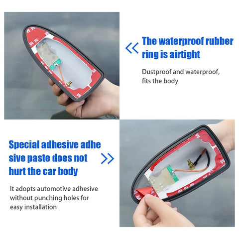 Interior view of Shark Fin Antenna Cover With Adhesive Tape Universal Roof Aerial Base No Drill Needed For AM FM Radio Signals
