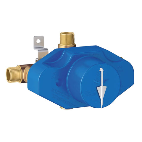 Universal Pressure Balance Rough In Shower Valve For DIY Bathroom Remodel With Half Inch Inlets And Outlets, Blue Core Cartridge