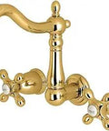 8 Inch Center Wall Mount Bathroom Faucet In Polished Brass Traditional Style With 3 Hole Install No Fuss Drip Free Ceramic Disc Cartridge