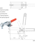 Heavy Duty Toggle Clamp With Arrow Storage Case, 500 Kg Clamping Force, Iron Horizontal Clamp For Welding, 65 Degree Knob