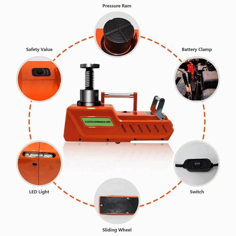 15 Ton All Metal Hydraulic Electric Car Jack With 12V DC Power Portable Auto Lift for Cars SUVs Trucks and RVs Red Finish details