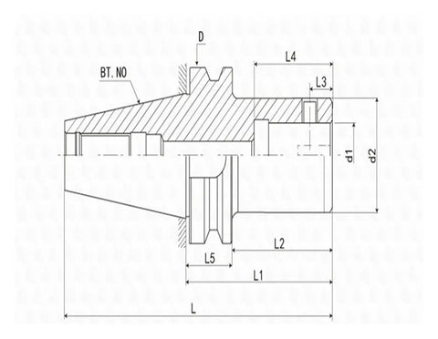 Battle Ready BT50 CNC Collet Assembly Featuring Rock Solid LBK5 And LBK6 Quick Grip Clamps For Rough Boring Machining With Knockout Stainless Steel Shock Control, technical drawing with dimensions.